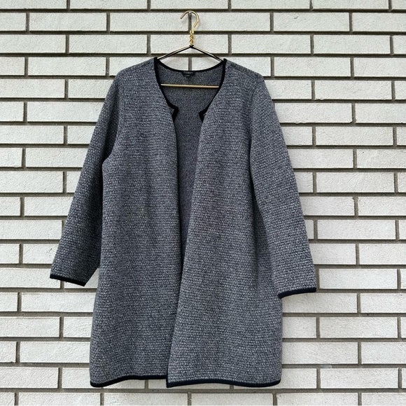 Talbots Knit Textured Open Front Sweater Jacket Black Gray 2X Petite - Picture 1 of 9